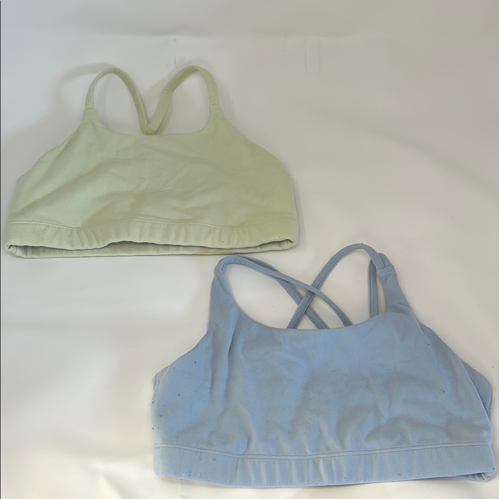 Athleta Kids Sports Bras in Light Yellow and Light Blue